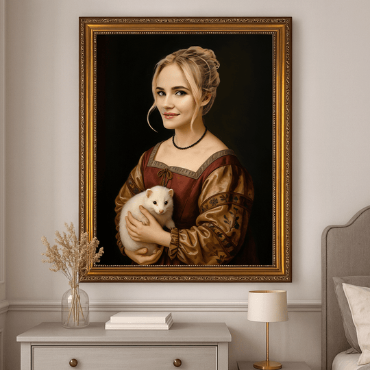 Renesansowy portret z łasiczką - obraz na płótnie z Twojego zdjęcia