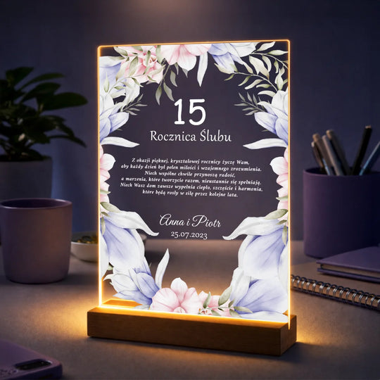 Prezent dla pary na 15 rocznicę – personalizowany druk na szkle 15 lat razem
