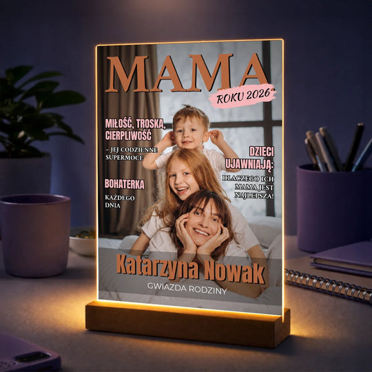 Oryginalny prezent dla mamy na Dzień Matki – zdjęcie na szkle Mama roku