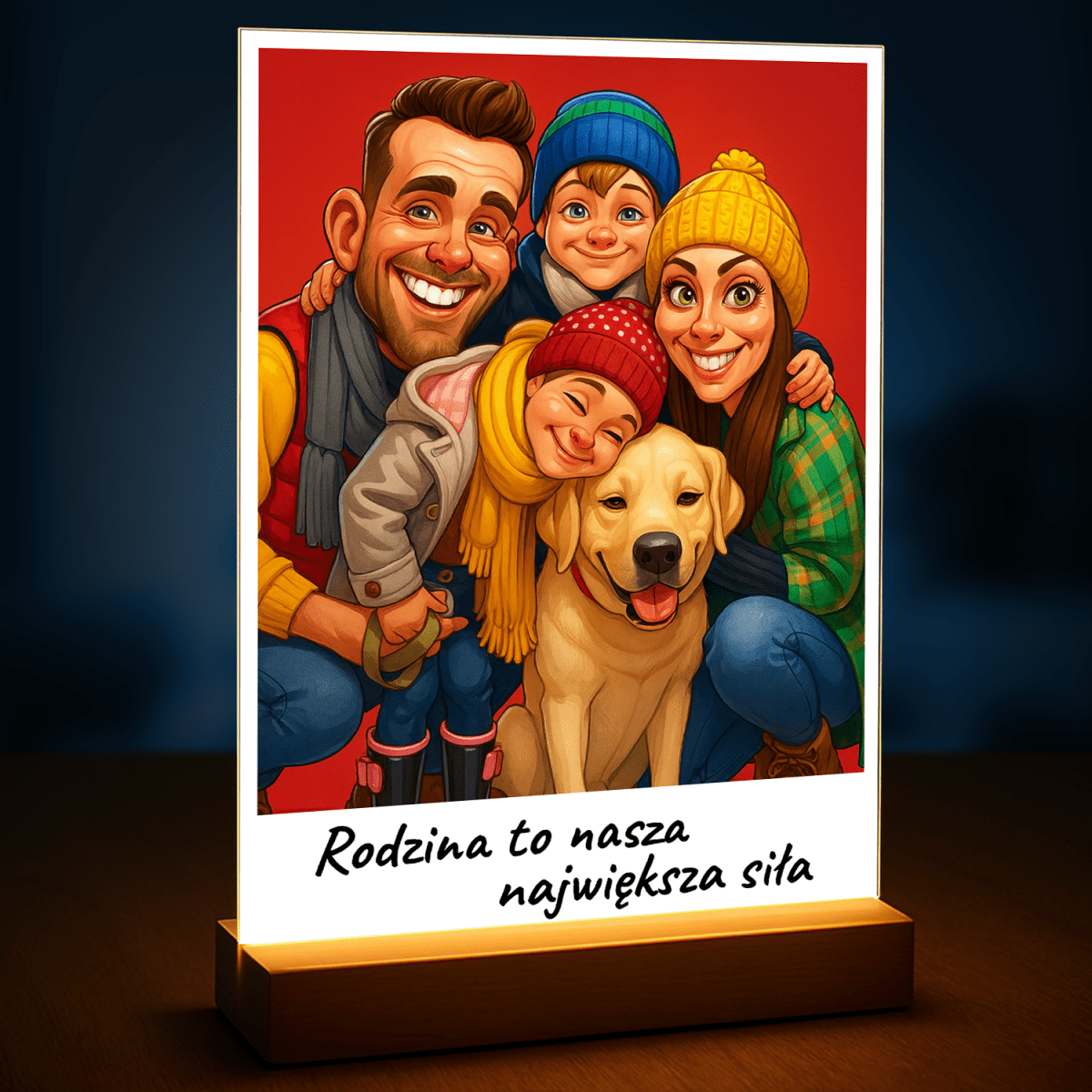 Image of Rodzina to nasza największa siła - druk na szkle, portret z Twojego zdjęcia - Wymaluj Prezent