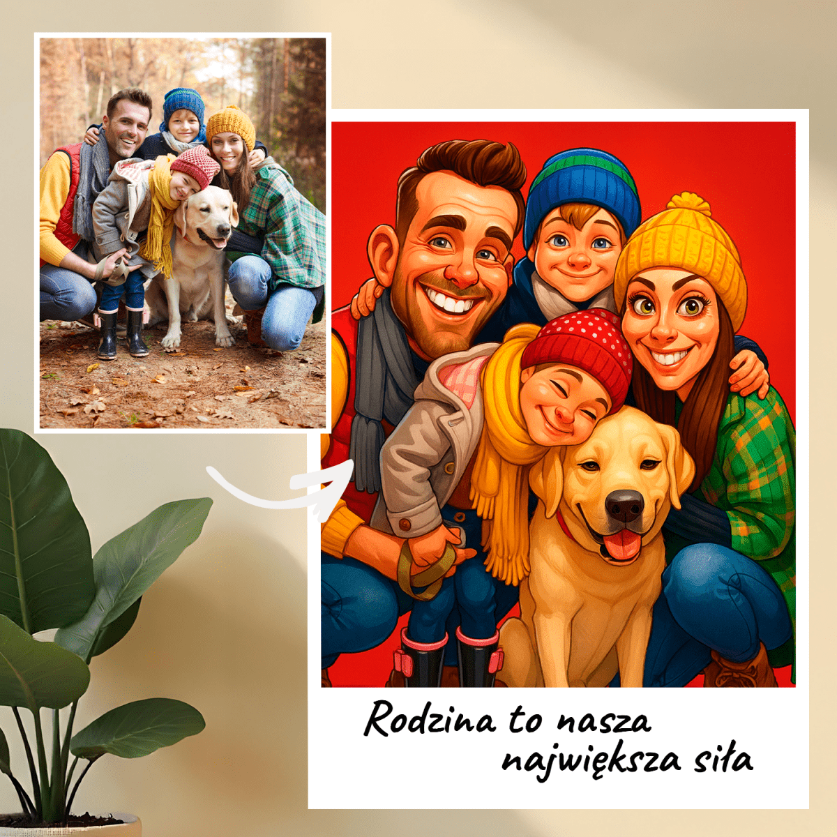 Image of Rodzina to nasza największa siła - druk na szkle, portret z Twojego zdjęcia - Wymaluj Prezent