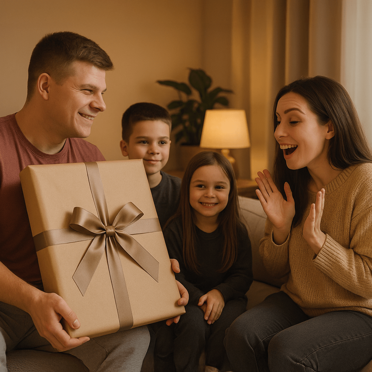 Rodzina w stylu karykatury + napis - plakat z Twojego zdjęcia - Wymaluj Prezent