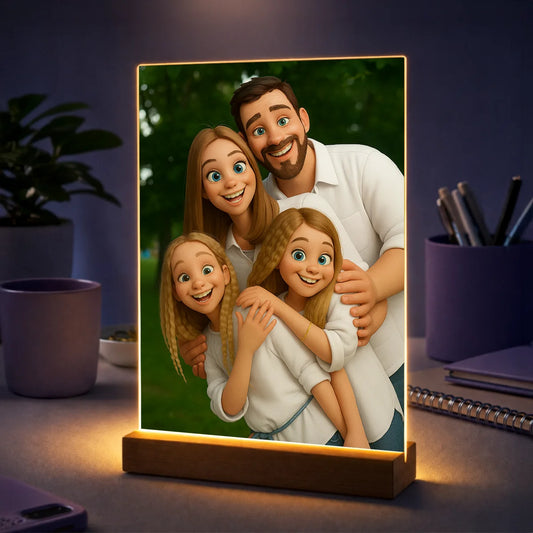 Prezent dla rodziców na święta – portret ze zdjęcia na szkle bajkowy styl Twoja rodzina