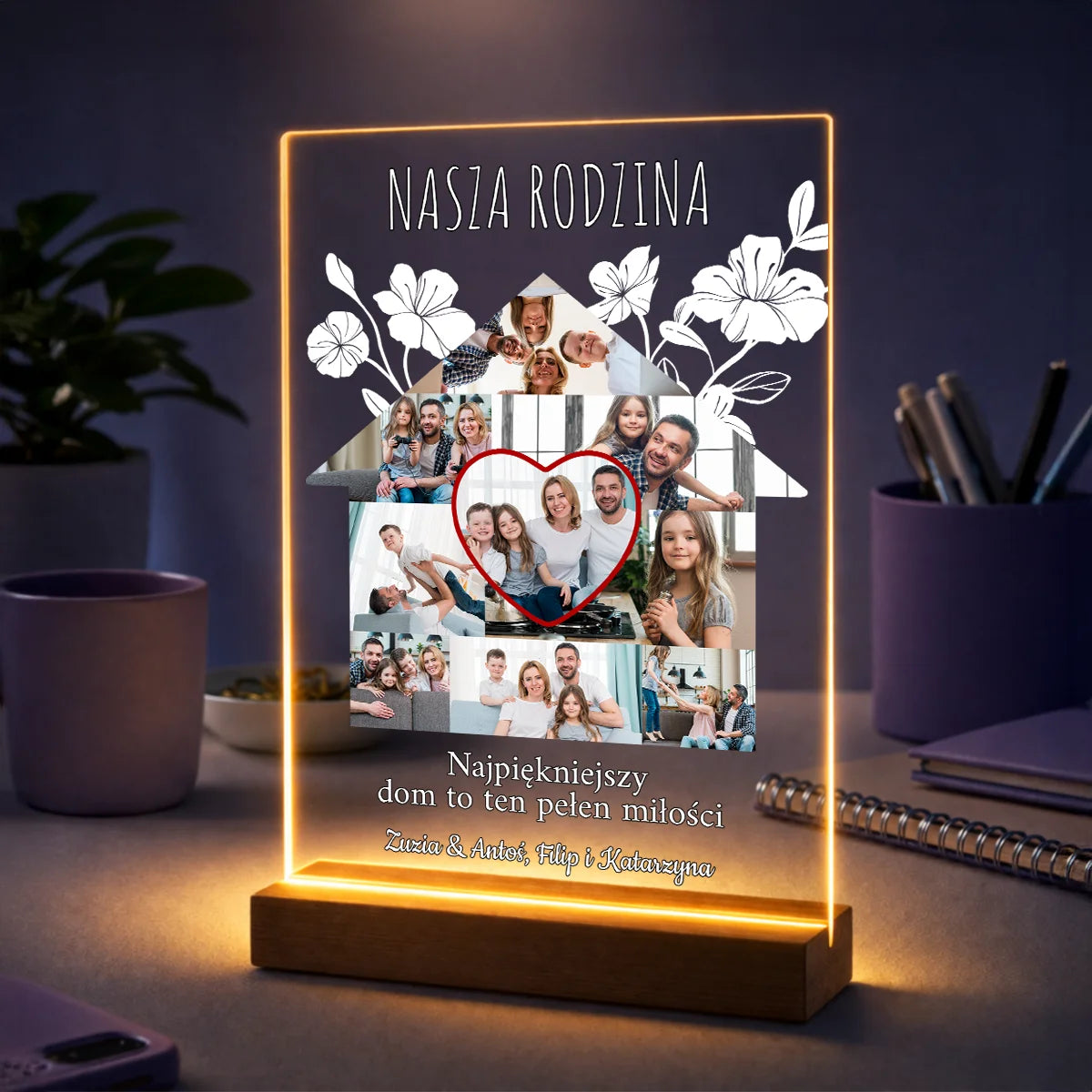 Oryginalny prezent dla rodziców na święta – kolaż zdjęć na szkle Dom pełen miłości