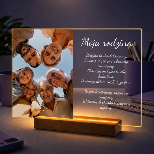 Prezent dla rodziców na święta – personalizowany druk ze zdjęcia na szkle Moja Rodzina