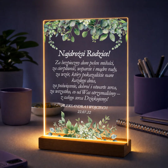 Prezent dla rodziców na ślub – personalizowany druk na szkle Podziękowanie dla rodziców