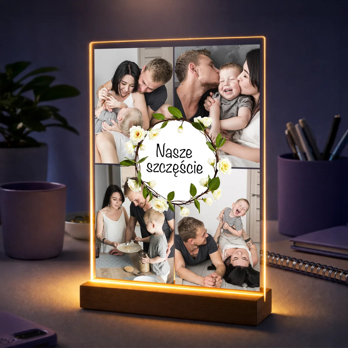 Oryginalny prezent dla rodziców na urodziny – kolaż zdjęć na szkle Nasze szczęście