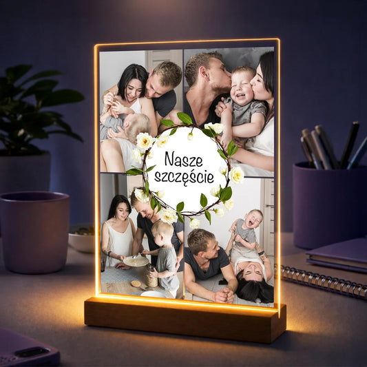 Oryginalny prezent dla rodziców na urodziny – kolaż zdjęć na szkle Nasze szczęście