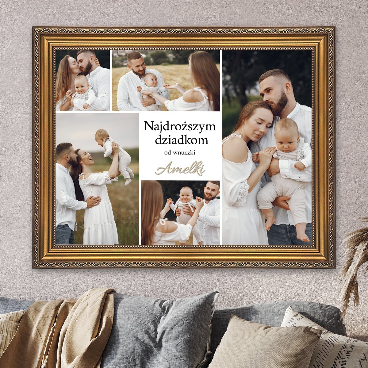 Image of Rodzinne zdjęcia dla dziadków - kolaż na płótnie z Twojego zdjęcia - Wymaluj Prezent