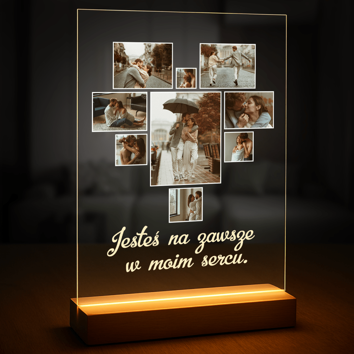 Image of Serce ze zdjęć + tekst - druk na szkle, kolaż z Twoich zdjęć - Wymaluj Prezent