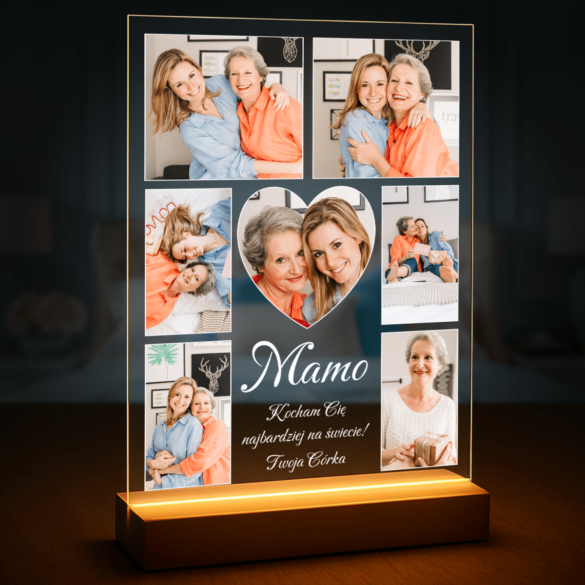 Image of Siedem zdjęć mamy i córki + tekst - druk na szkle, kolaż z Twoich zdjęć - Wymaluj Prezent
