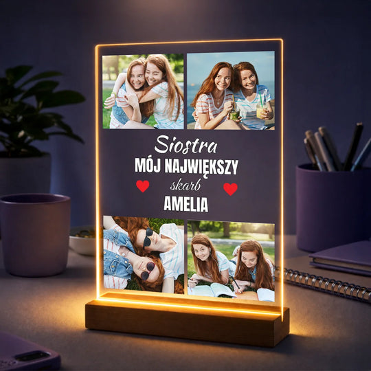 Wzruszający prezent dla siostry na urodziny – kolaż zdjęć na szkle Mój największy skarb