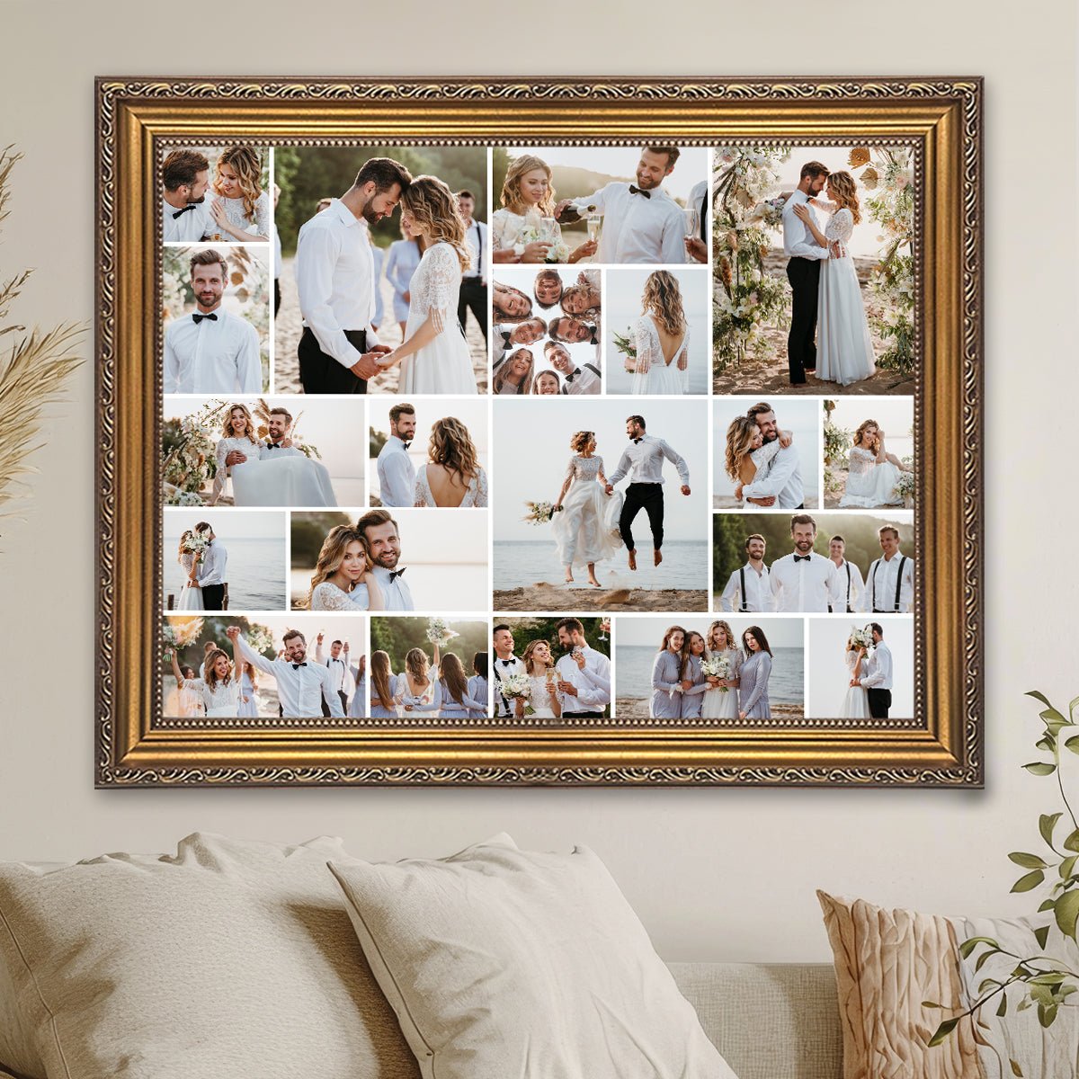 Image of Ślubne zdjęcia pary młodej - kolaż na płótnie z Twojego zdjęcia - Wymaluj Prezent