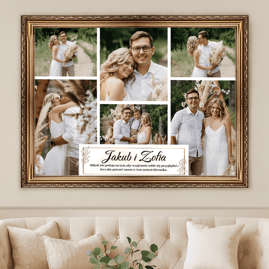 Ślubny kolaż 6 zdjęć - obraz na płótnie z Twoich zdjęć