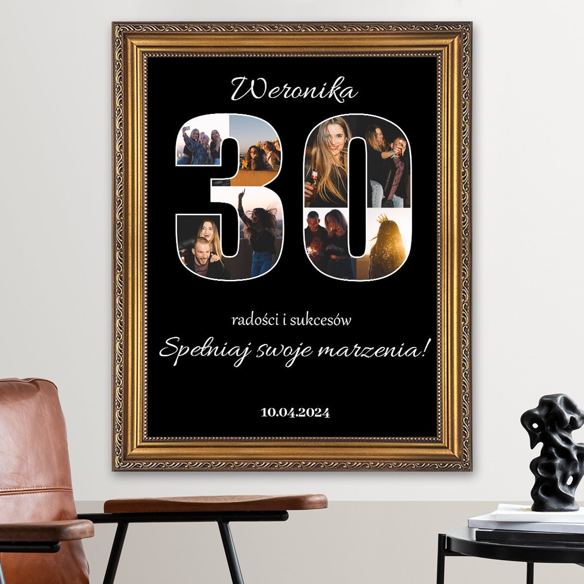 Image of Spełnienia marzeń z okazji 30. urodzin - kolaż na płótnie z Twojego zdjęcia - Wymaluj Prezent