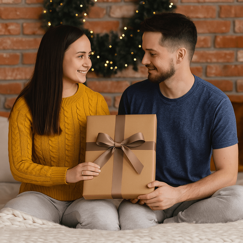Image of Świąteczna piosenka dla pary - druk na szkle z Twojego zdjęcia - Wymaluj Prezent