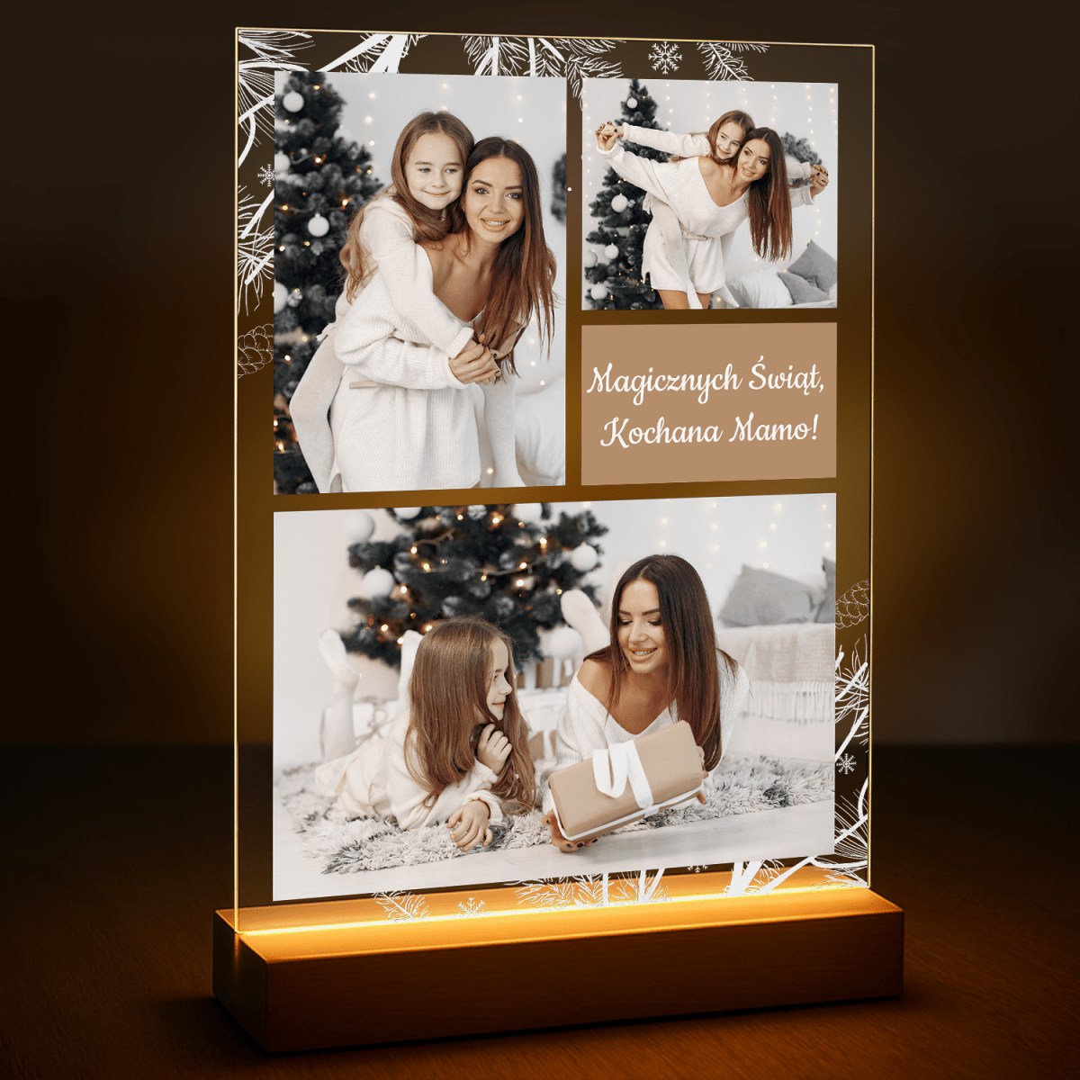 Świąteczne życzenia dla mamy - druk na szkle z Twojego zdjęcia - Wymaluj Prezent