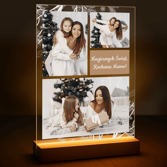 Świąteczne życzenia dla mamy - druk na szkle z Twojego zdjęcia