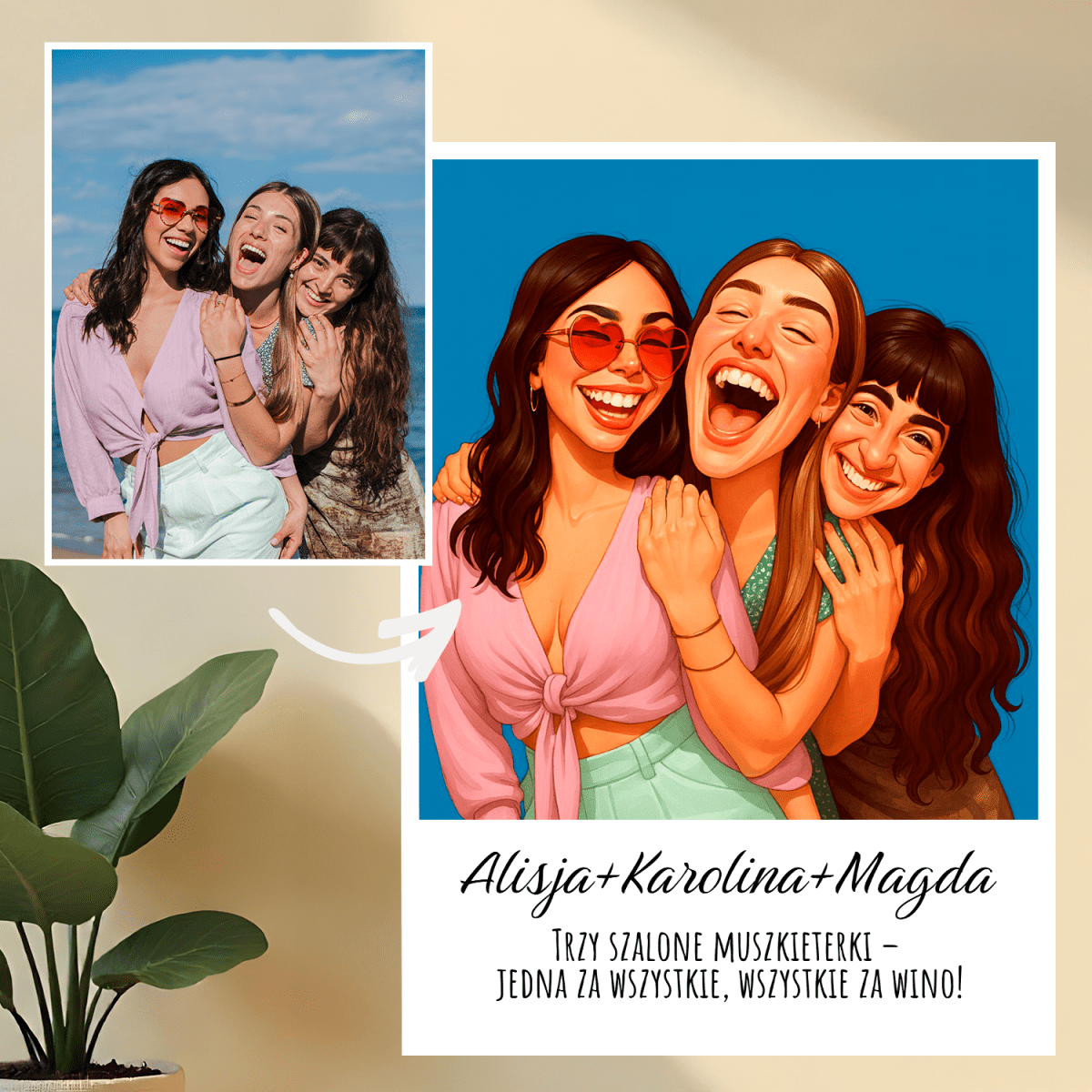 Image of Szalone przyjaciółki - druk na szkle, portret z Twojego zdjęcia - Wymaluj Prezent