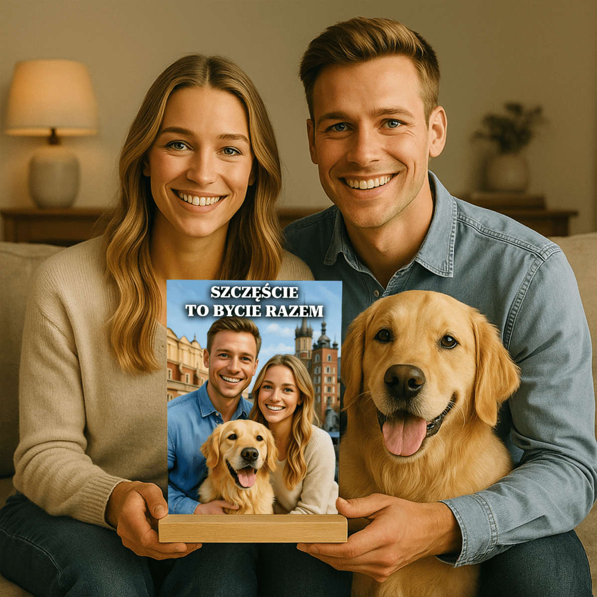 Szczęście to bycie razem - druk na szkle, portret z Twojego zdjęcia - Wymaluj Prezent