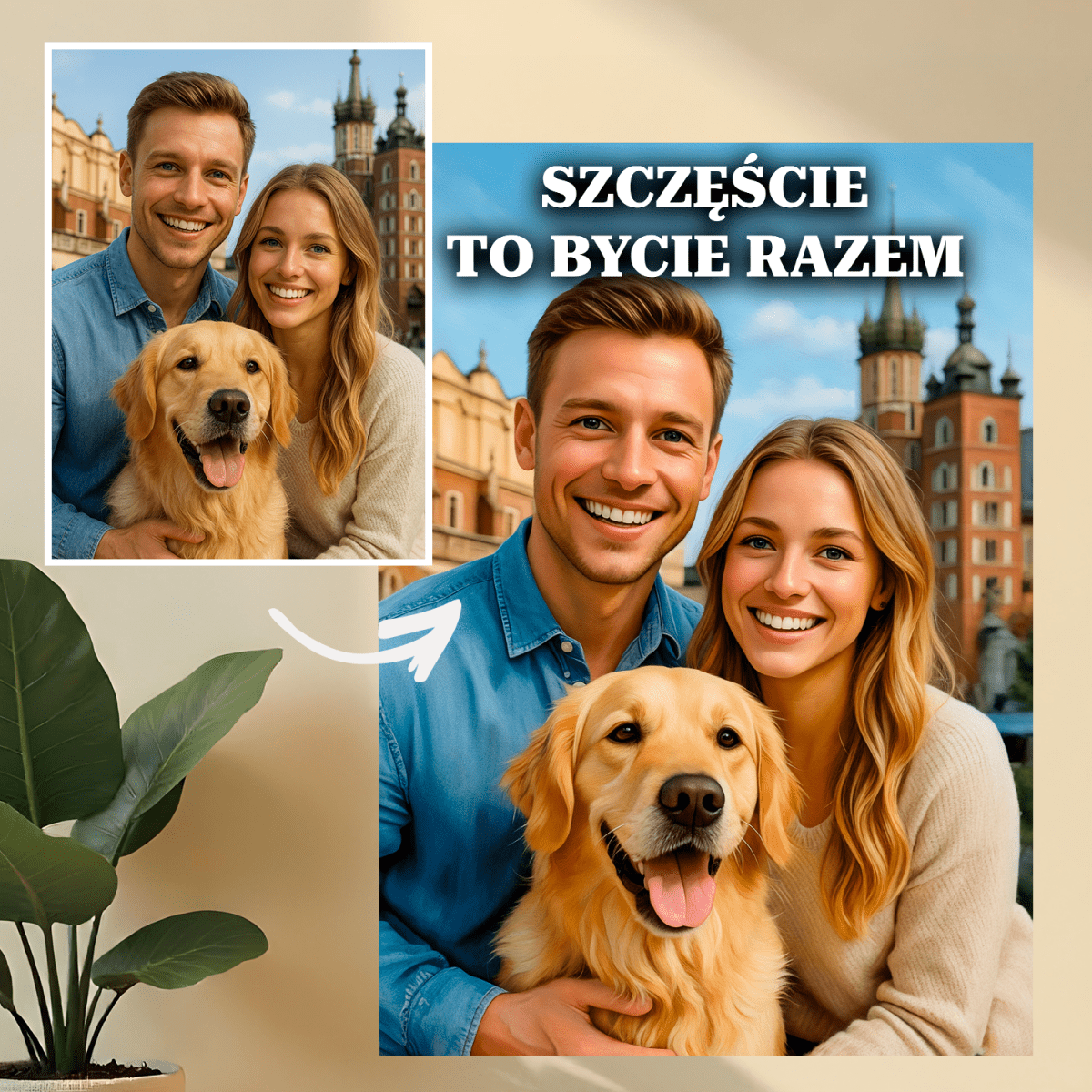 Image of Szczęście to bycie razem - druk na szkle, portret z Twojego zdjęcia - Wymaluj Prezent
