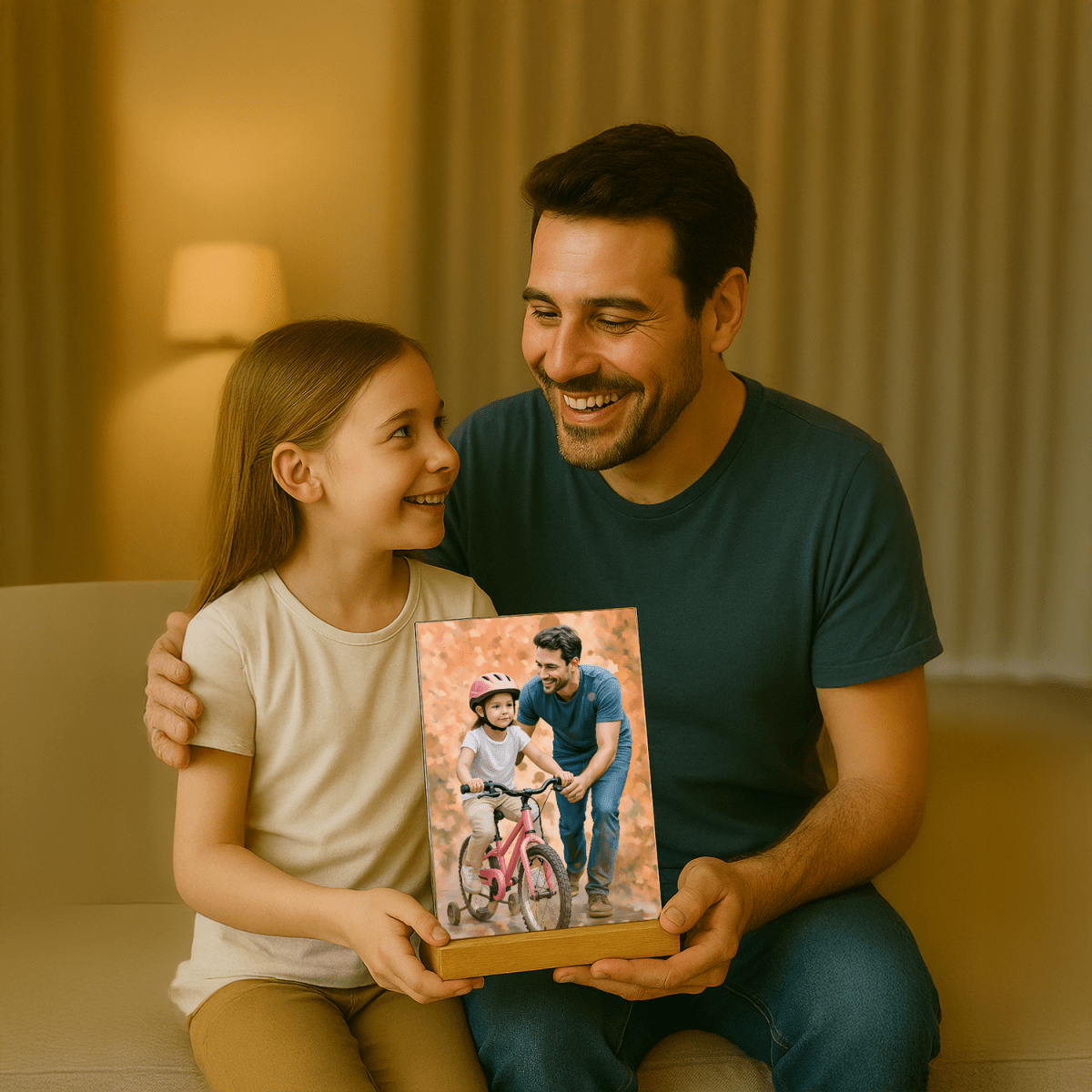 Image of Tata i córka - druk na szkle, portret z Twojego zdjęcia - Wymaluj Prezent