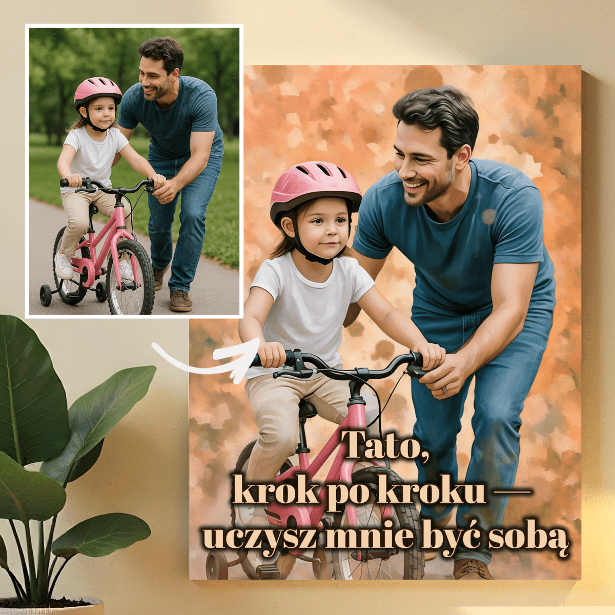 Image of Tata i córka - druk na szkle, portret z Twojego zdjęcia - Wymaluj Prezent