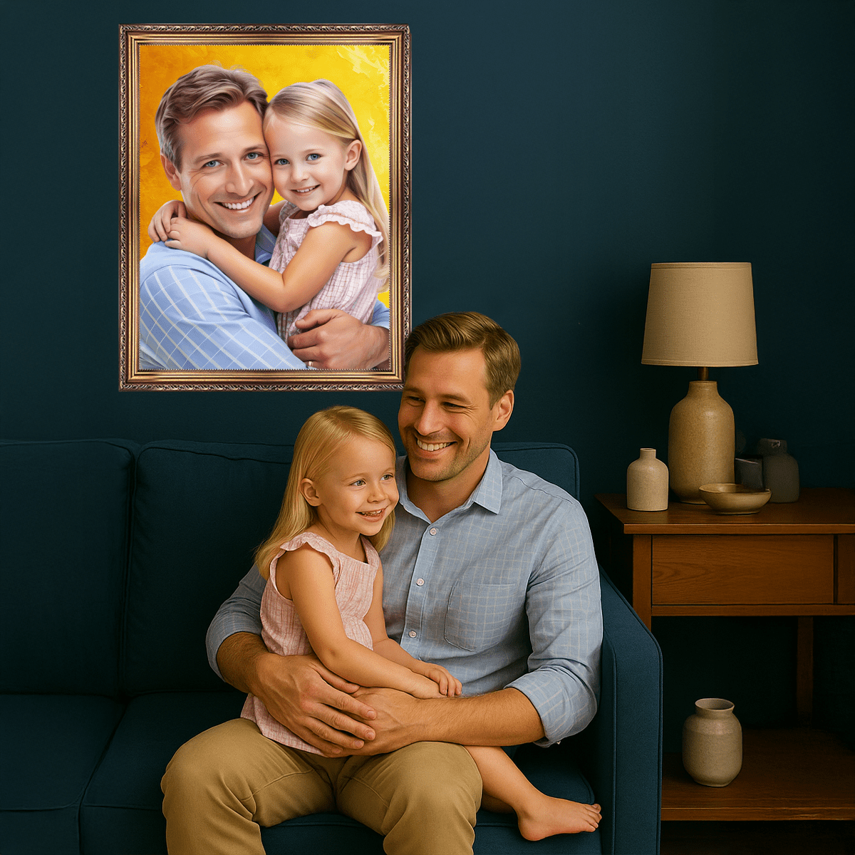 Tata i córka - obraz na płótnie z Twojego zdjęcia - Wymaluj Prezent