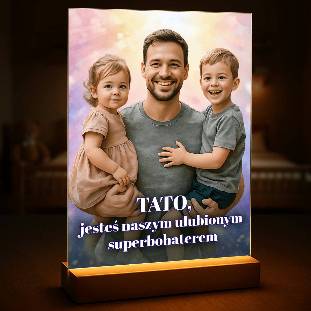 Tata naszym superbohaterem - druk na szkle, portret z Twojego zdjęcia - Wymaluj Prezent