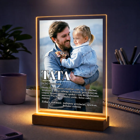 Oryginalny prezent dla taty na Dzień Ojca – zdjęcia na szkle + tekst Definicja taty