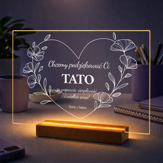 Prezent dla taty na Dzień Ojca – personalizowany tekst na szkle, podziękowania