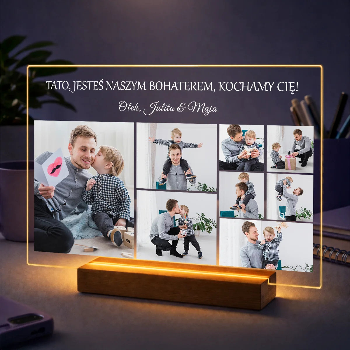 Pomysł na prezent dla taty na Dzień Ojca – kolaż z 8 zdjęć + personalizowany tekst