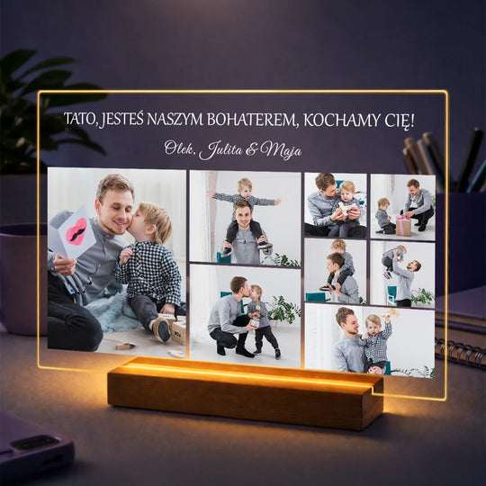 Pomysł na prezent dla taty na Dzień Ojca – kolaż z 8 zdjęć + personalizowany tekst