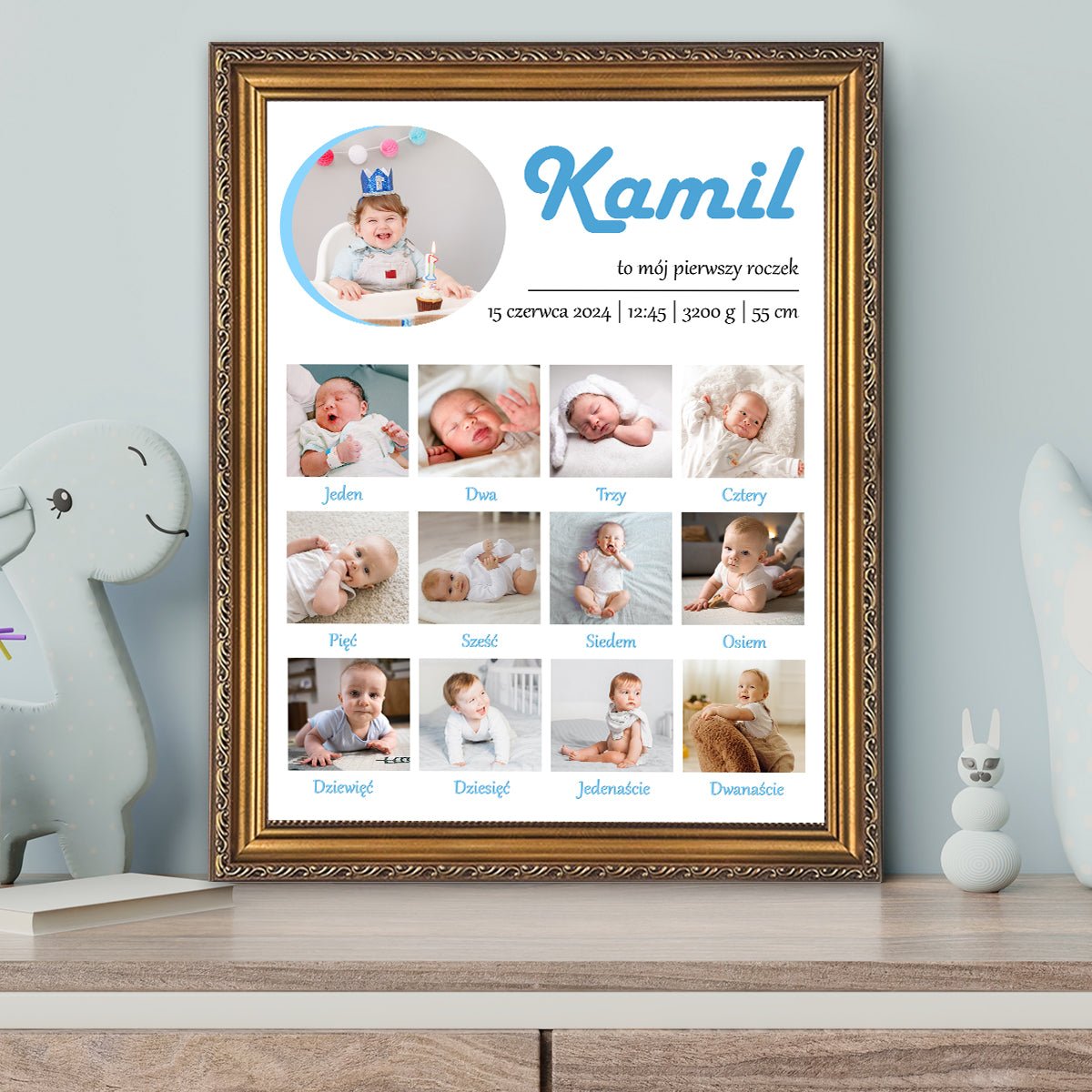Image of To mój pierwszy roczek - kolaż na płótnie z Twojego zdjęcia - Wymaluj Prezent