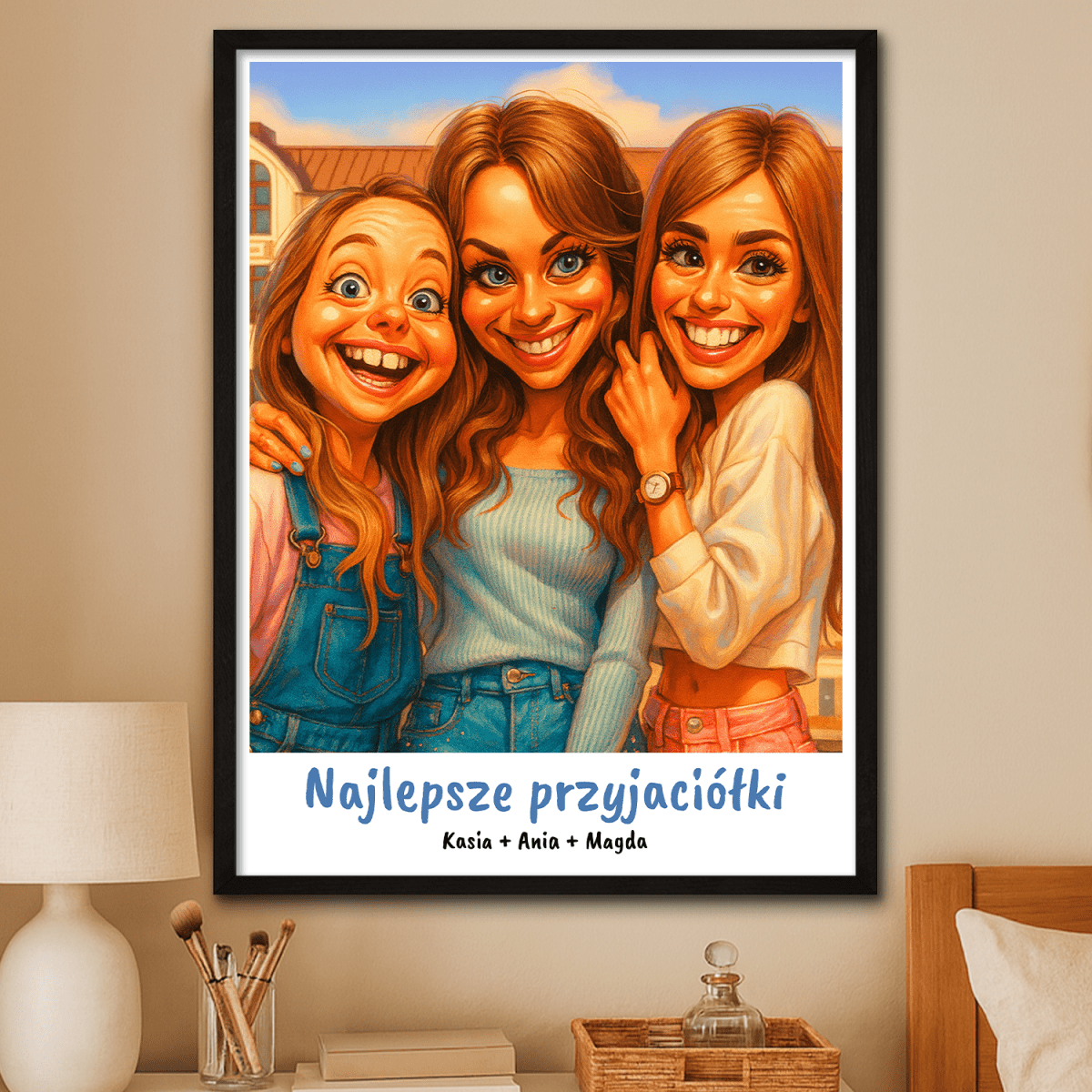Image of Trzy najlepsze przyjaciółki karykatura - plakat z Twojego zdjęcia - Wymaluj Prezent