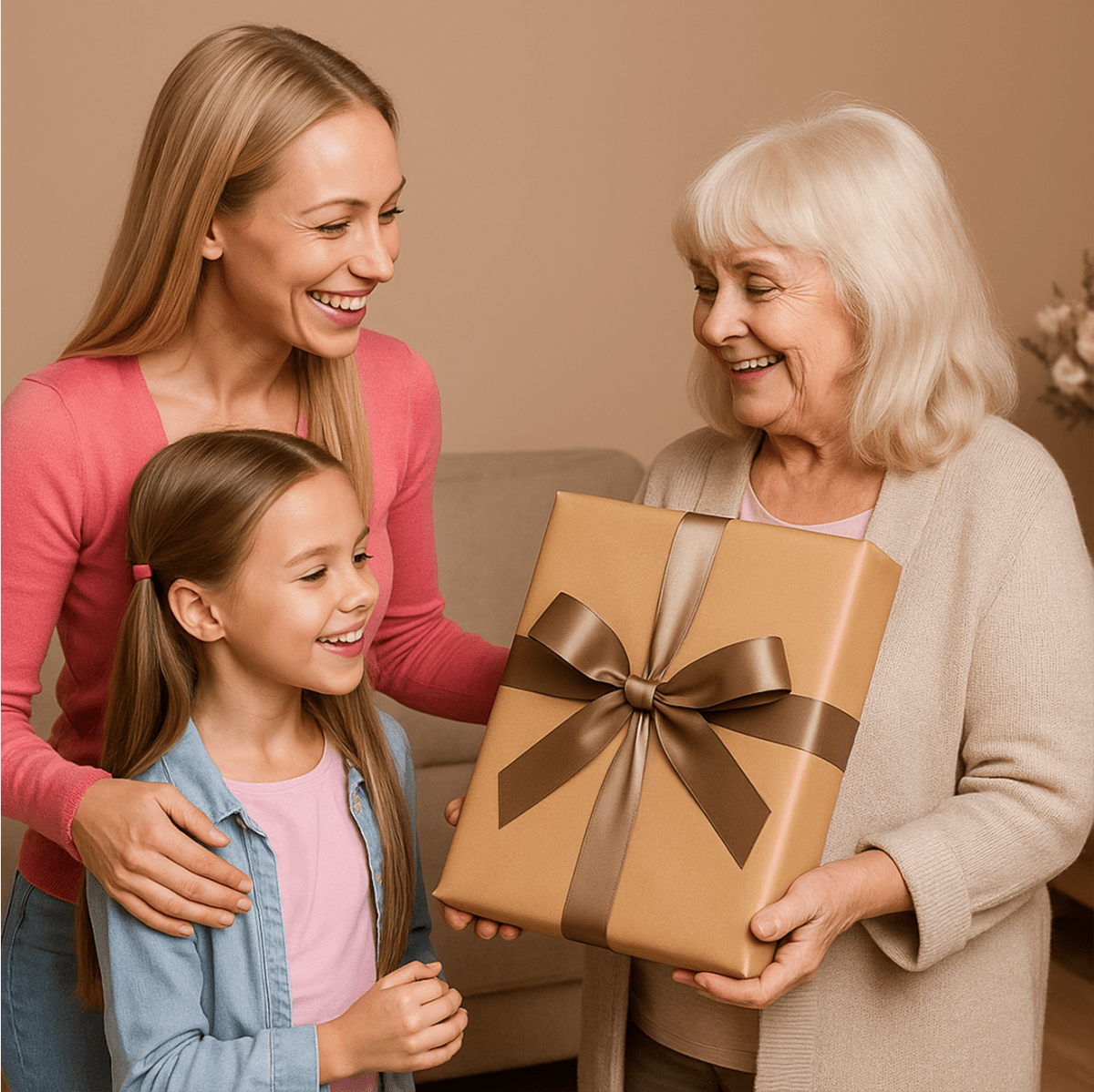 Image of Trzy pokolenia - obraz na płótnie z Twojego zdjęcia - Wymaluj Prezent