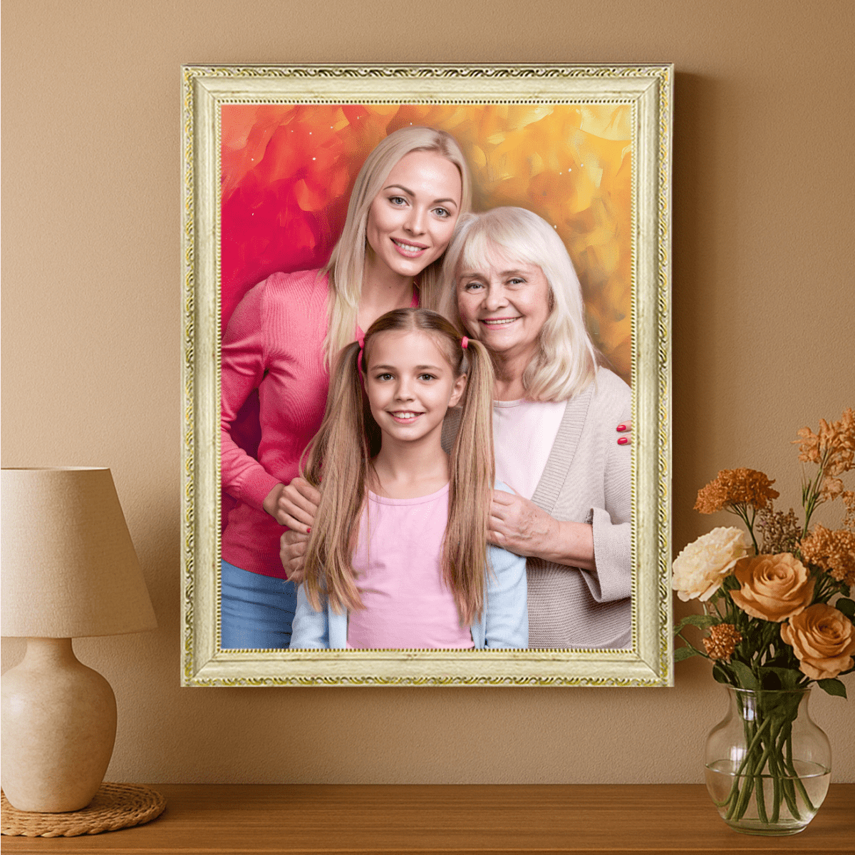 Image of Trzy pokolenia - obraz na płótnie z Twojego zdjęcia - Wymaluj Prezent