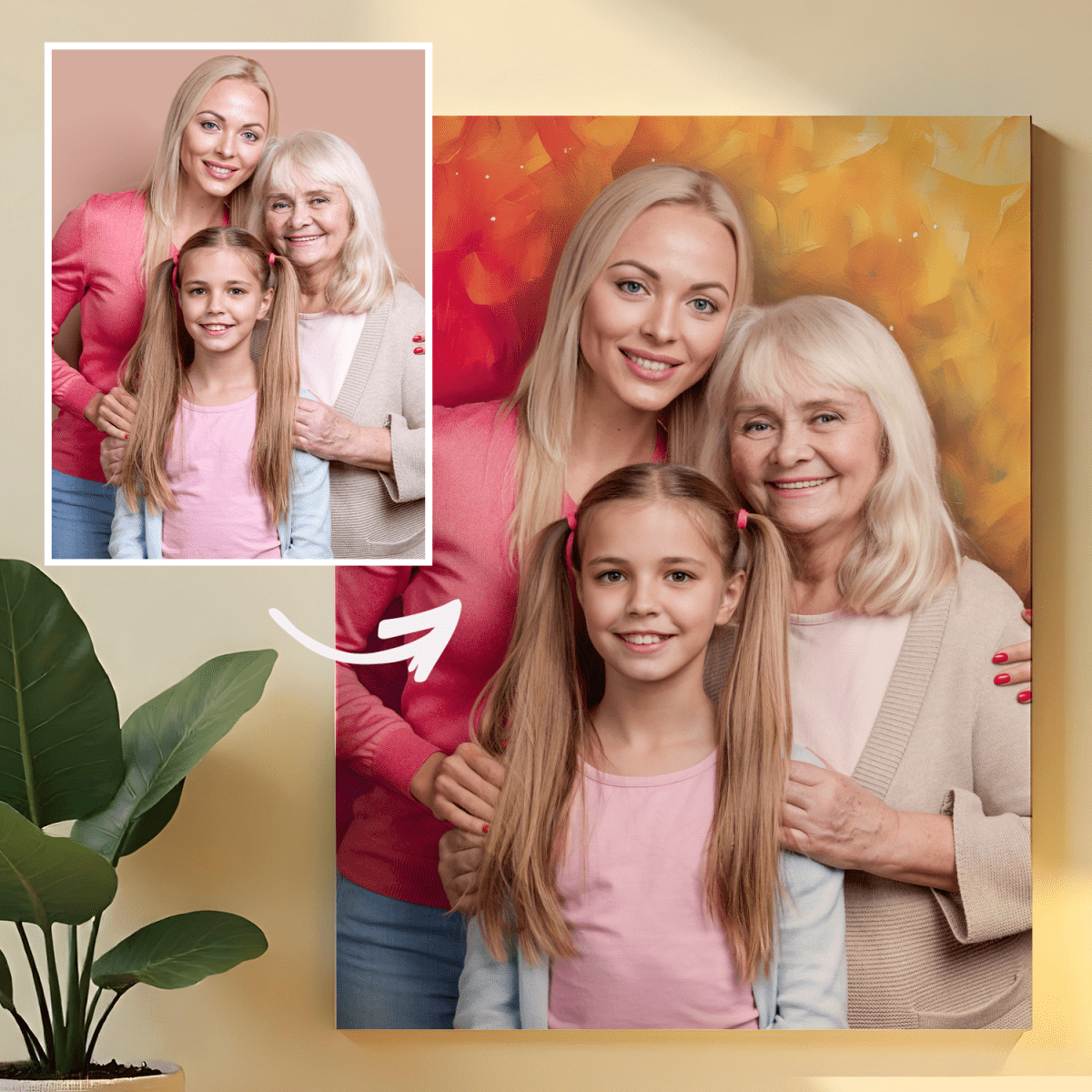 Image of Trzy pokolenia - obraz na płótnie z Twojego zdjęcia - Wymaluj Prezent