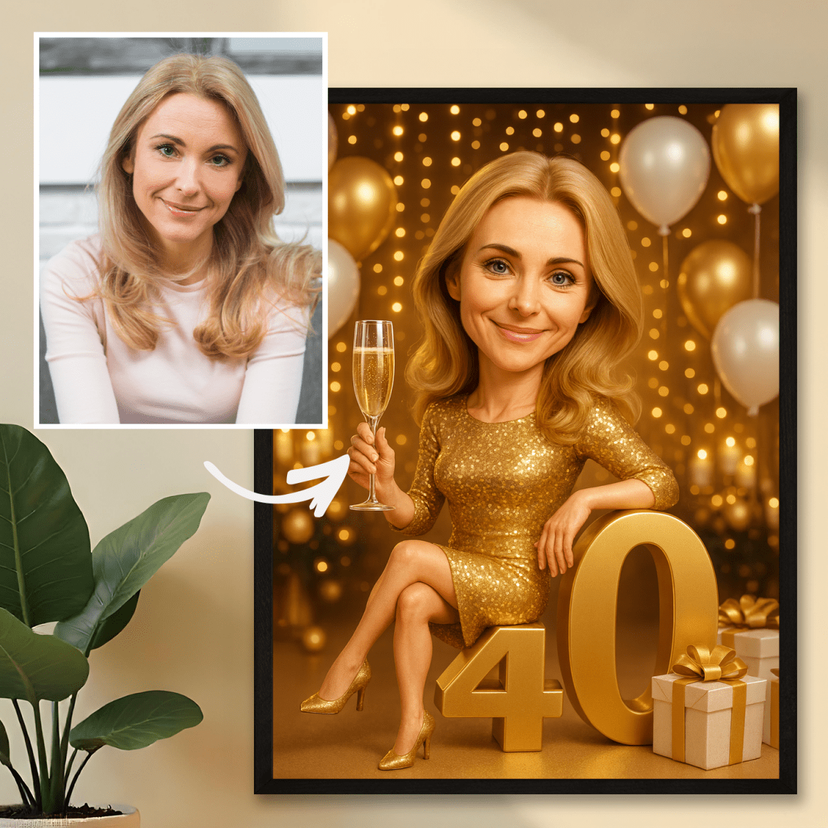 Urodzinowa karykatura na 40. - plakat z Twojego zdjęcia - Wymaluj Prezent