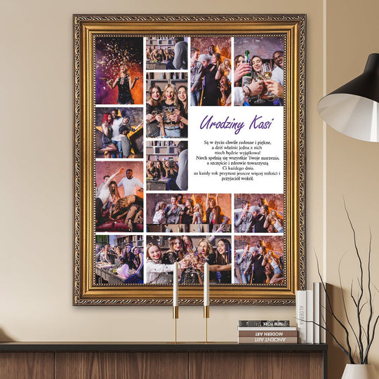 Urodzinowe życzenia ze zdjęciami - kolaż na płótnie z Twojego zdjęcia