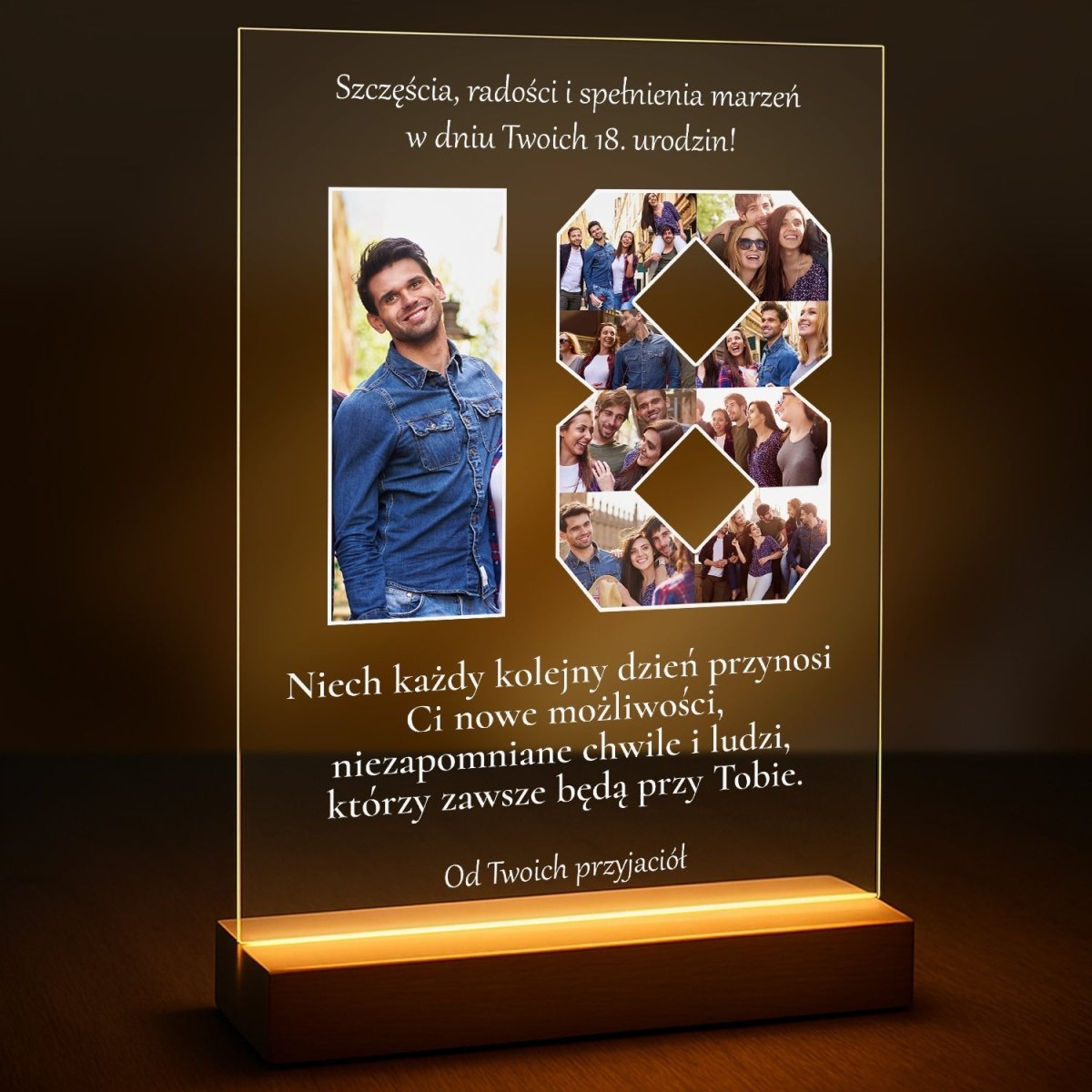 W dniu Twoich 18. urodzin - druk na szkle z Twojego zdjęcia - Wymaluj Prezent