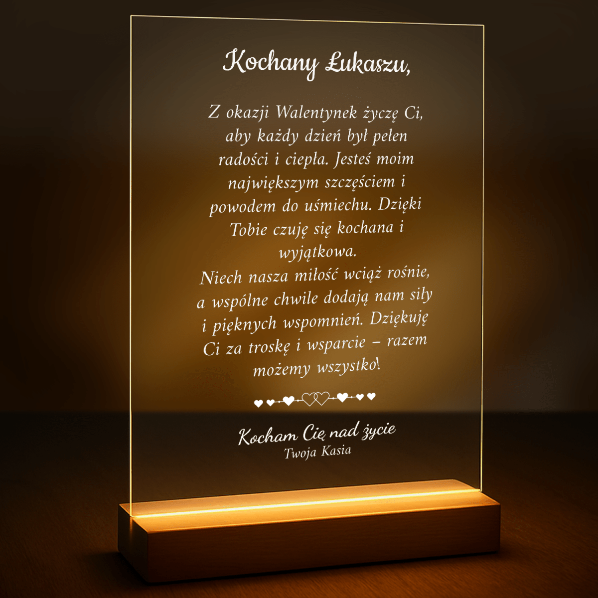 Walentynkowe życzenia - druk na szkle z Twojego zdjęcia - Wymaluj Prezent