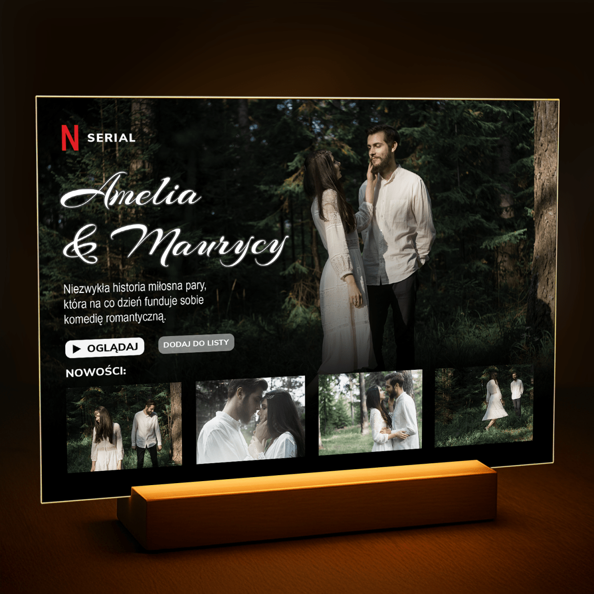 Image of Wasza miłość jak z filmu - druk na szkle z Twojego zdjęcia - Wymaluj Prezent