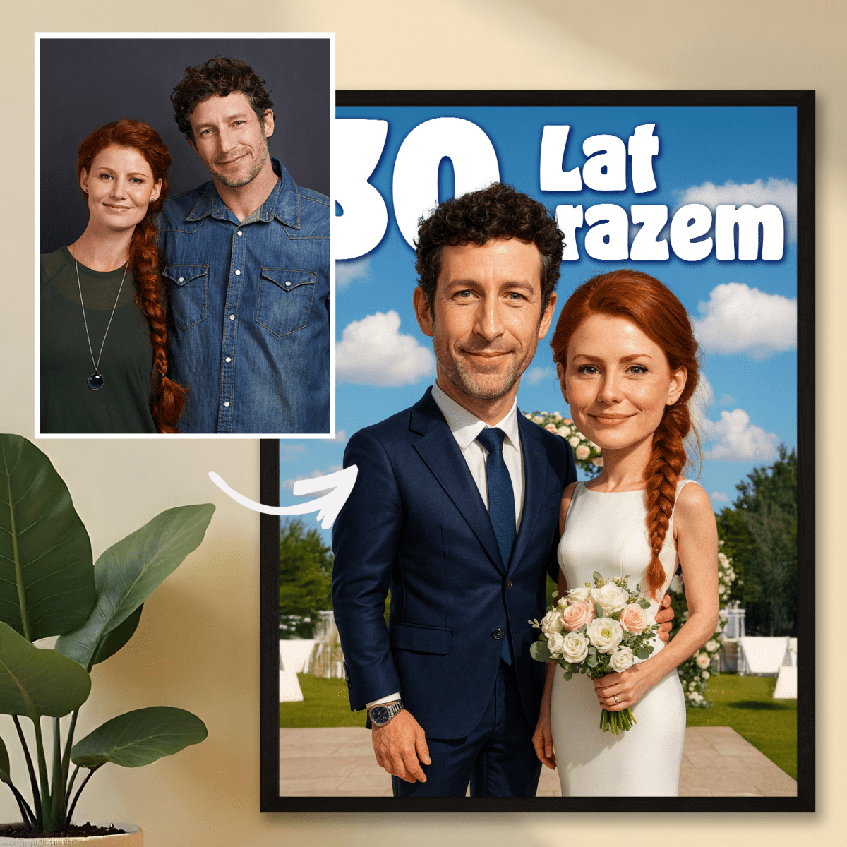 Wspólna karykatura na 30 rocznicę - plakat z Twojego zdjęcia - Wymaluj Prezent