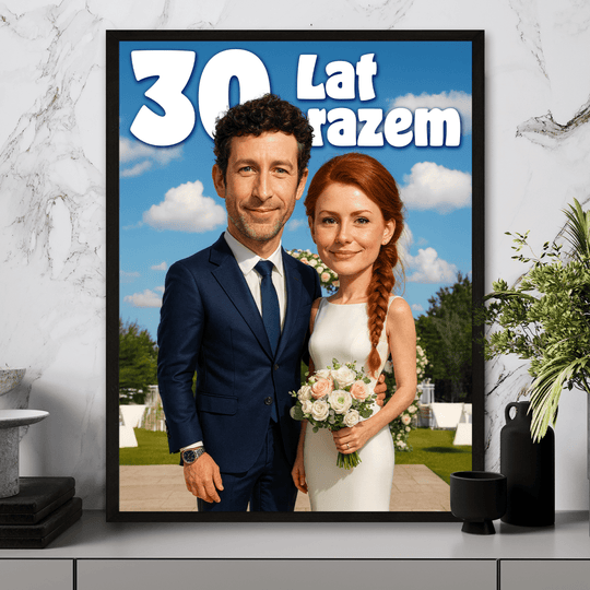 Wspólna karykatura na 30 rocznicę - plakat z Twojego zdjęcia
