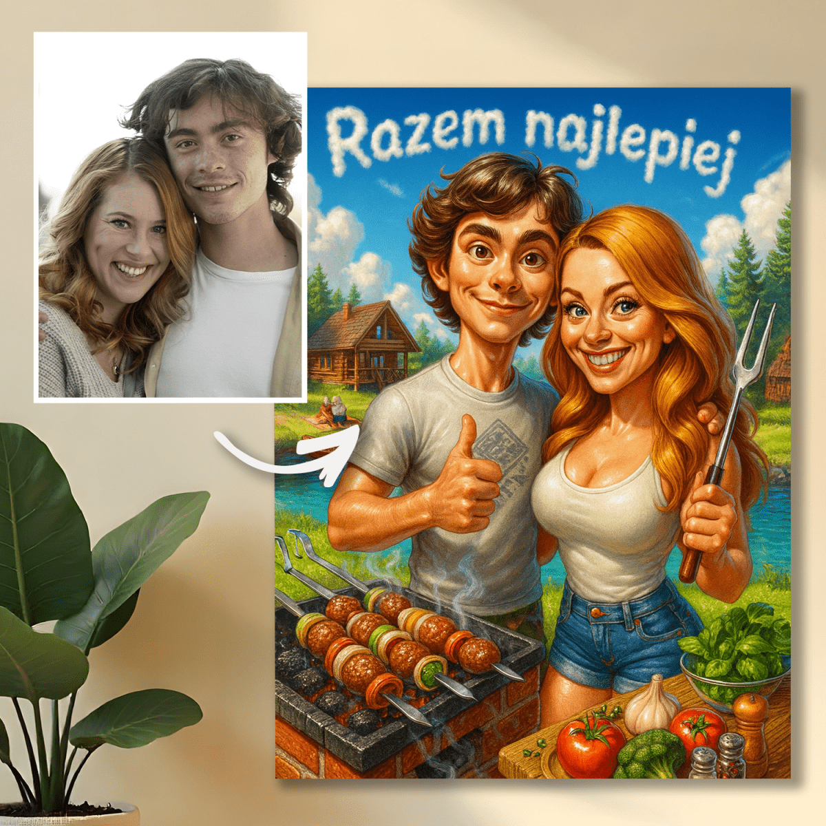 Image of Wspólne grillowanie - druk na szkle, portret z Twojego zdjęcia - Wymaluj Prezent