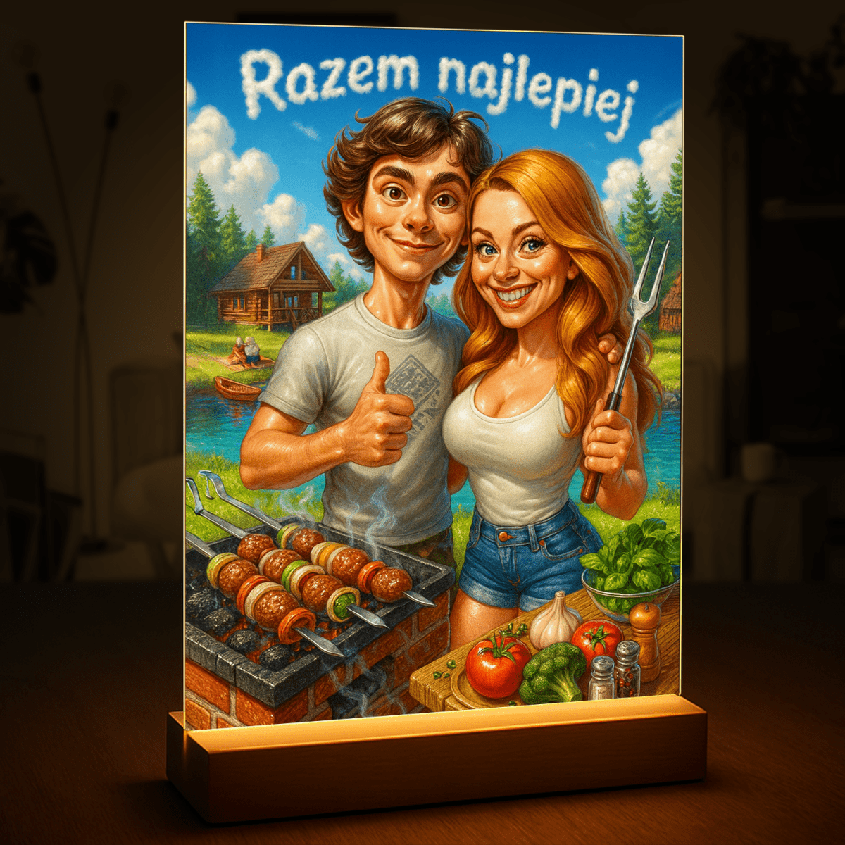 Image of Wspólne grillowanie - druk na szkle, portret z Twojego zdjęcia - Wymaluj Prezent