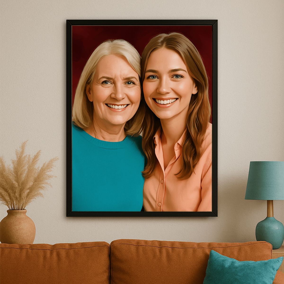 Wspólny portret matki i córki - obraz na płótnie z Twojego zdjęcia - Wymaluj Prezent
