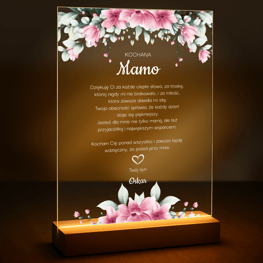 Wyrazy wdzięczności od syna - druk na szkle z Twojego zdjęcia