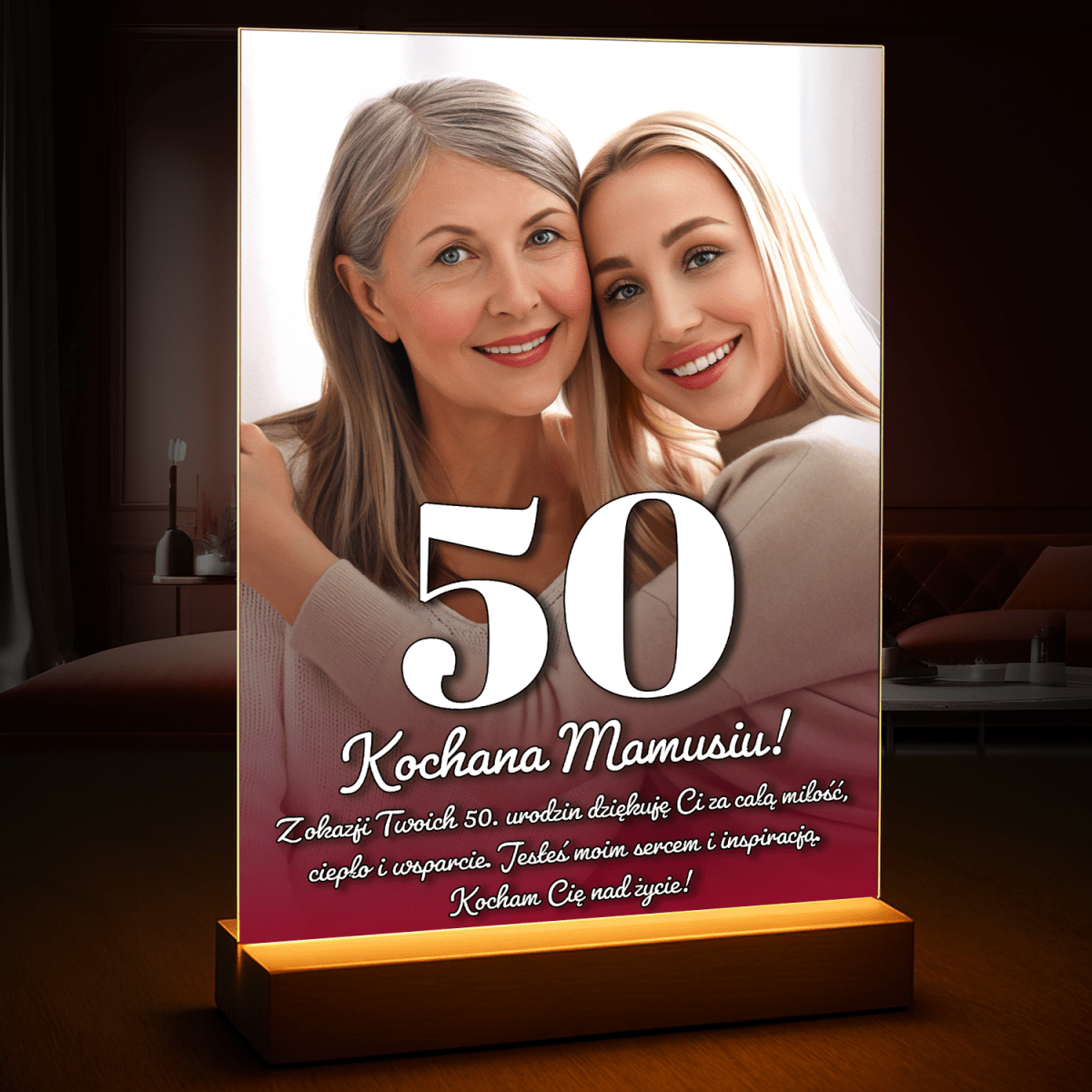 Image of Z okazji 50. mamy - druk na szkle, portret z Twojego zdjęcia - Wymaluj Prezent